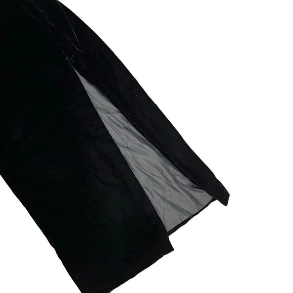 Dave & Johnny Black Velvet Front Slit Appliqué Halter Maxi Dress 10 - Picture 3 of 5